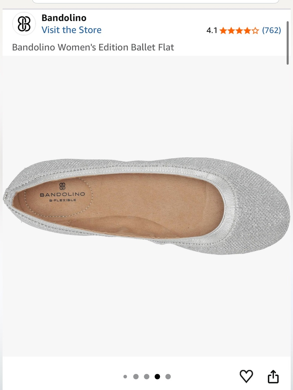 Bandolino Silver Glitter Ballet Flat